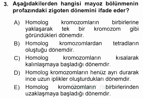 Temel Veteriner Histoloji ve Embriyoloji 2017 - 2018 Dönem Sonu Sınavı 3.Soru