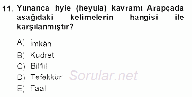 Türk Düşünce Tarihi 2014 - 2015 Ara Sınavı 11.Soru