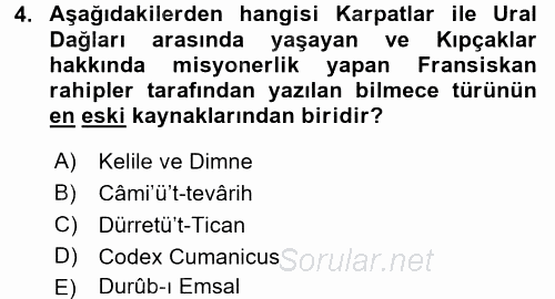 Halk Edebiyatına Giriş 1 2017 - 2018 Ara Sınavı 4.Soru