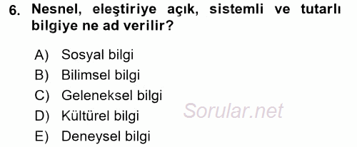 Halk Edebiyatına Giriş 1 2017 - 2018 Ara Sınavı 6.Soru