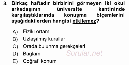 Kültürlerarası İletişim 2015 - 2016 Dönem Sonu Sınavı 3.Soru