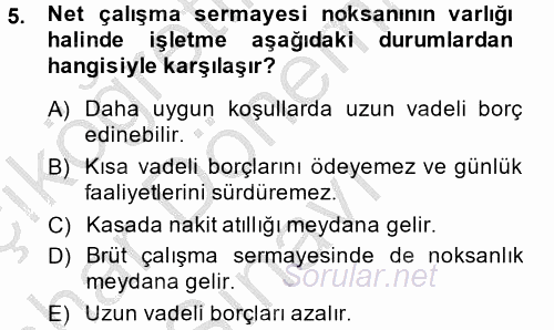 Mali Analiz 2013 - 2014 Dönem Sonu Sınavı 5.Soru