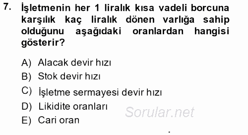 Mali Analiz 2013 - 2014 Dönem Sonu Sınavı 7.Soru