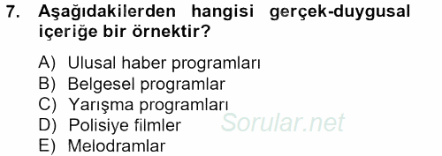 İletişim Kuramları 2013 - 2014 Tek Ders Sınavı 7.Soru