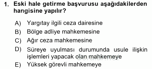 Ceza Muhakemesi Hukuku 2015 - 2016 Ara Sınavı 1.Soru