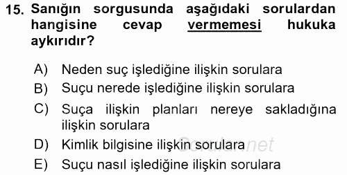Ceza Muhakemesi Hukuku 2015 - 2016 Ara Sınavı 15.Soru