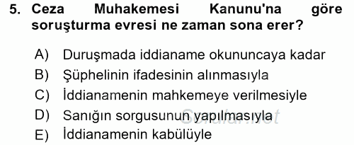 Ceza Muhakemesi Hukuku 2015 - 2016 Ara Sınavı 5.Soru