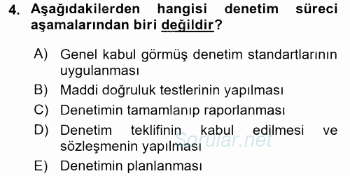 Muhasebe Denetimi ve Mali Analiz 2017 - 2018 Ara Sınavı 4.Soru