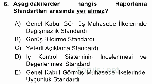 Muhasebe Denetimi ve Mali Analiz 2017 - 2018 Ara Sınavı 6.Soru