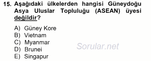 Uluslararası Ekonomik Kuruluşlar 2012 - 2013 Dönem Sonu Sınavı 15.Soru