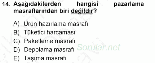 Tarım Ekonomisi 2012 - 2013 Dönem Sonu Sınavı 14.Soru