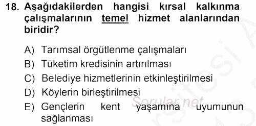 Tarım Ekonomisi 2012 - 2013 Dönem Sonu Sınavı 18.Soru