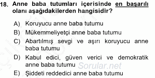 Aile İçi Uyumlu Etkileşim 2015 - 2016 Ara Sınavı 18.Soru