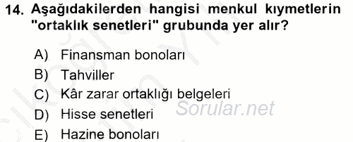 Günümüz Fıkıh Problemleri 2016 - 2017 3 Ders Sınavı 14.Soru