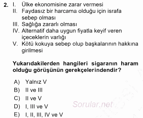 Günümüz Fıkıh Problemleri 2016 - 2017 3 Ders Sınavı 2.Soru