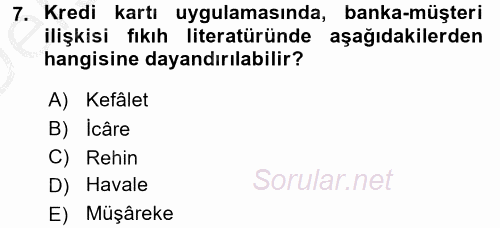 Günümüz Fıkıh Problemleri 2016 - 2017 3 Ders Sınavı 7.Soru