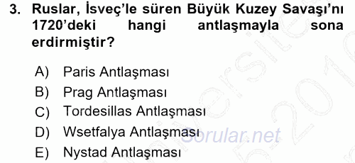 Siyasi Tarih 1 2015 - 2016 Dönem Sonu Sınavı 3.Soru