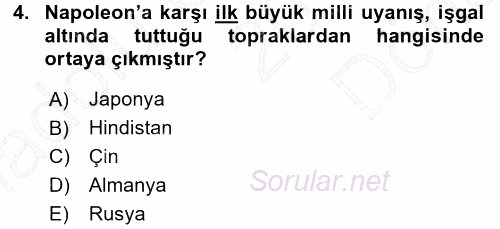 Siyasi Tarih 1 2015 - 2016 Dönem Sonu Sınavı 4.Soru