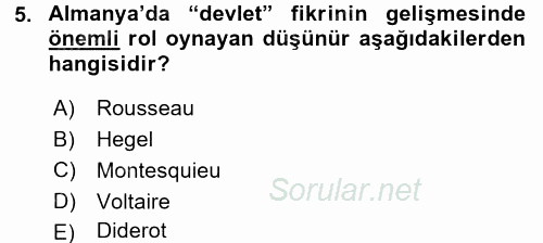 Siyasi Tarih 1 2015 - 2016 Dönem Sonu Sınavı 5.Soru