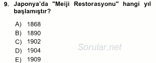 Siyasi Tarih 1 2015 - 2016 Dönem Sonu Sınavı 9.Soru