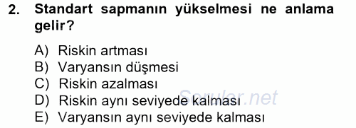 Portföy Yönetimi 2012 - 2013 Dönem Sonu Sınavı 2.Soru