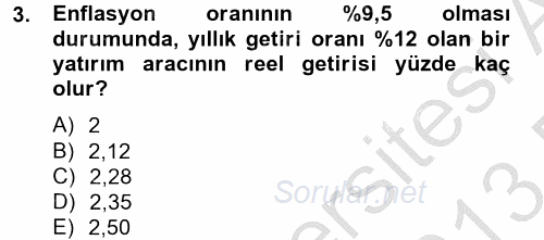 Portföy Yönetimi 2012 - 2013 Dönem Sonu Sınavı 3.Soru