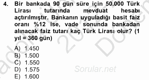 Portföy Yönetimi 2012 - 2013 Dönem Sonu Sınavı 4.Soru