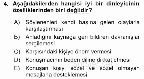 Etkili İletişim Teknikleri 2017 - 2018 Ara Sınavı 4.Soru