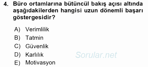 Büro Teknolojileri 2016 - 2017 Ara Sınavı 4.Soru