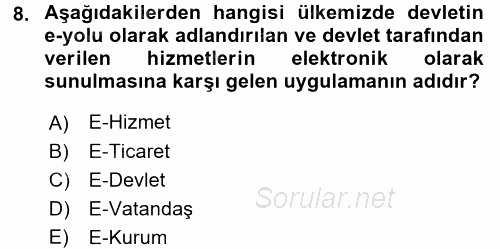 Büro Teknolojileri 2016 - 2017 Ara Sınavı 8.Soru