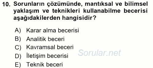 Sosyal Hizmet Yönetimi 2016 - 2017 Ara Sınavı 10.Soru