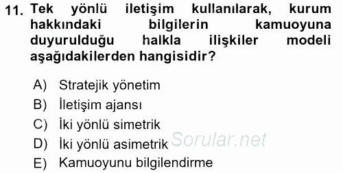 Sosyal Hizmet Yönetimi 2016 - 2017 Ara Sınavı 11.Soru