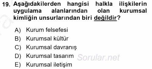 Sosyal Hizmet Yönetimi 2016 - 2017 Ara Sınavı 19.Soru