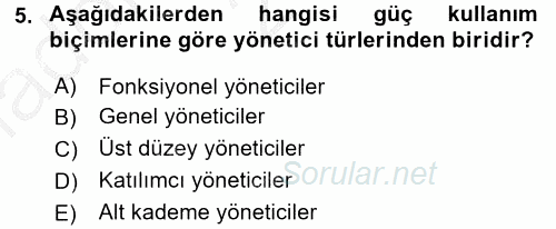 Sosyal Hizmet Yönetimi 2016 - 2017 Ara Sınavı 5.Soru