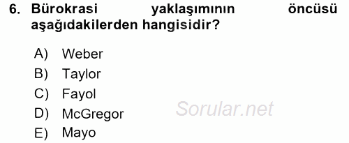 Sosyal Hizmet Yönetimi 2016 - 2017 Ara Sınavı 6.Soru