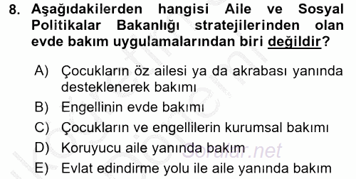 Sosyal Hizmet Yönetimi 2016 - 2017 Ara Sınavı 8.Soru