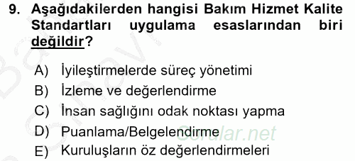 Sosyal Hizmet Yönetimi 2016 - 2017 Ara Sınavı 9.Soru