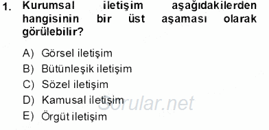 Kurumsal İletişim 2013 - 2014 Tek Ders Sınavı 1.Soru