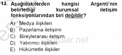 Kurumsal İletişim 2013 - 2014 Tek Ders Sınavı 13.Soru