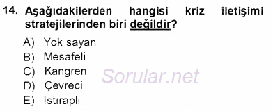 Kurumsal İletişim 2013 - 2014 Tek Ders Sınavı 14.Soru