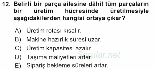 İşletme Fonksiyonları 2017 - 2018 Ara Sınavı 12.Soru