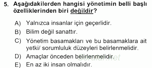 İşletme Fonksiyonları 2017 - 2018 Ara Sınavı 5.Soru