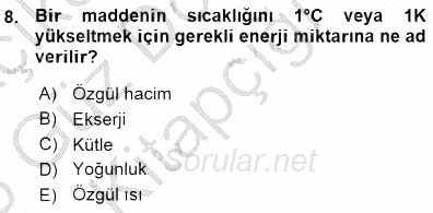 Sanayide Enerji Ekonomisi 2015 - 2016 Ara Sınavı 8.Soru
