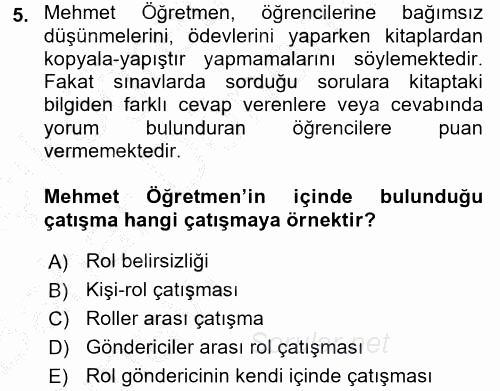 Sosyal Psikoloji 2 2016 - 2017 Ara Sınavı 5.Soru