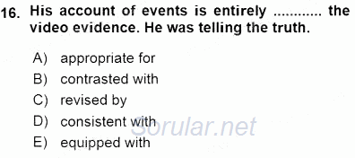 Okuma Ve Yazma Becerileri 1 2015 - 2016 Ara Sınavı 16.Soru