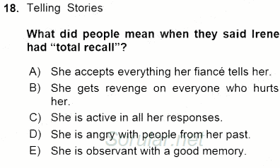 Okuma Ve Yazma Becerileri 1 2015 - 2016 Ara Sınavı 18.Soru