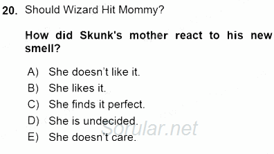 Okuma Ve Yazma Becerileri 1 2015 - 2016 Ara Sınavı 20.Soru