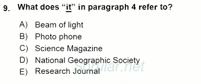 Okuma Ve Yazma Becerileri 1 2015 - 2016 Ara Sınavı 9.Soru