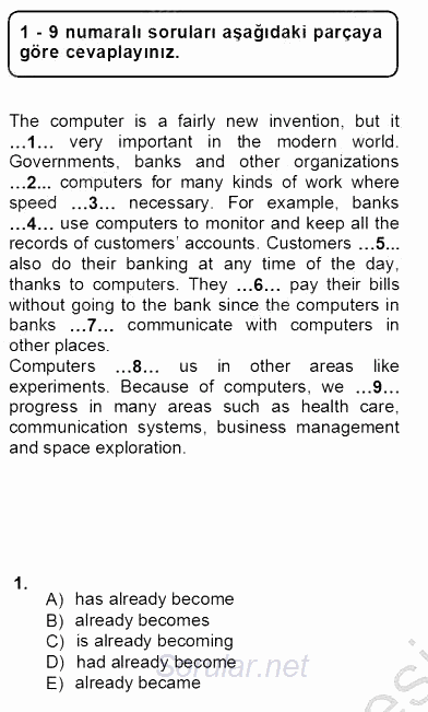 Pedagojik Gramer 1 2012 - 2013 Ara Sınavı 1.Soru