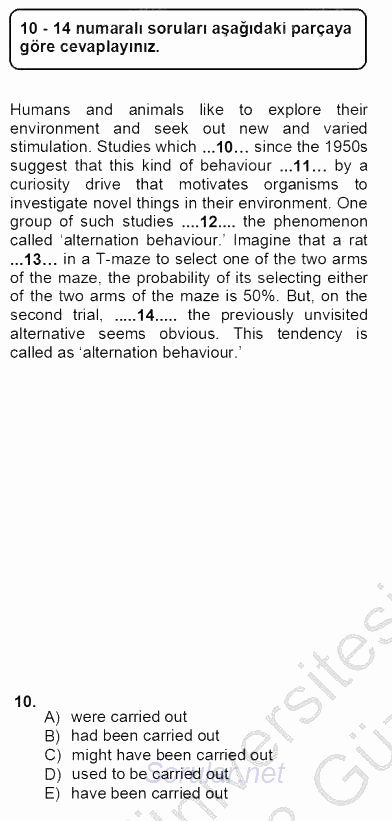 Pedagojik Gramer 1 2012 - 2013 Ara Sınavı 10.Soru